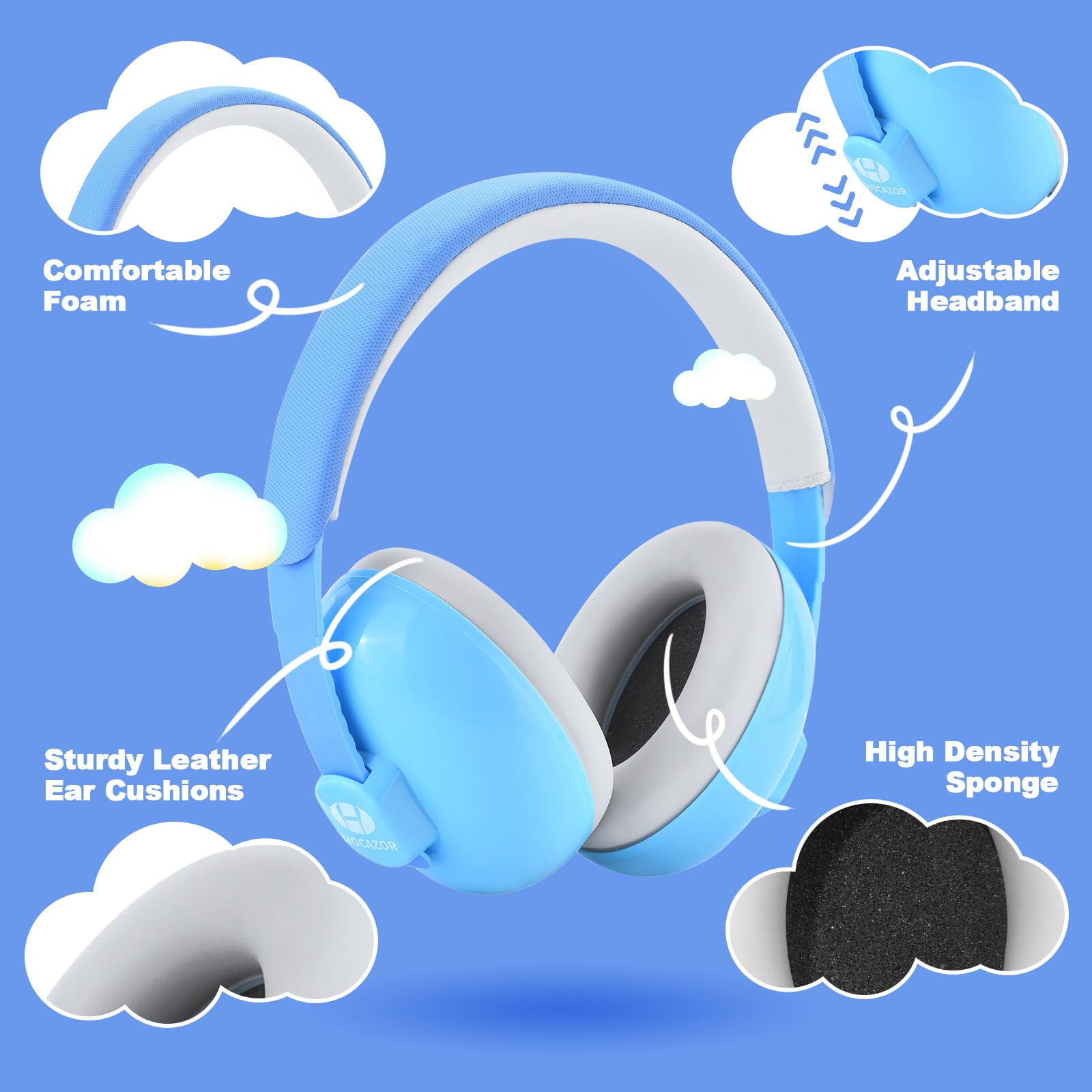 Hocazor HZ002 blue ear protection used during fireworks to reduce noise