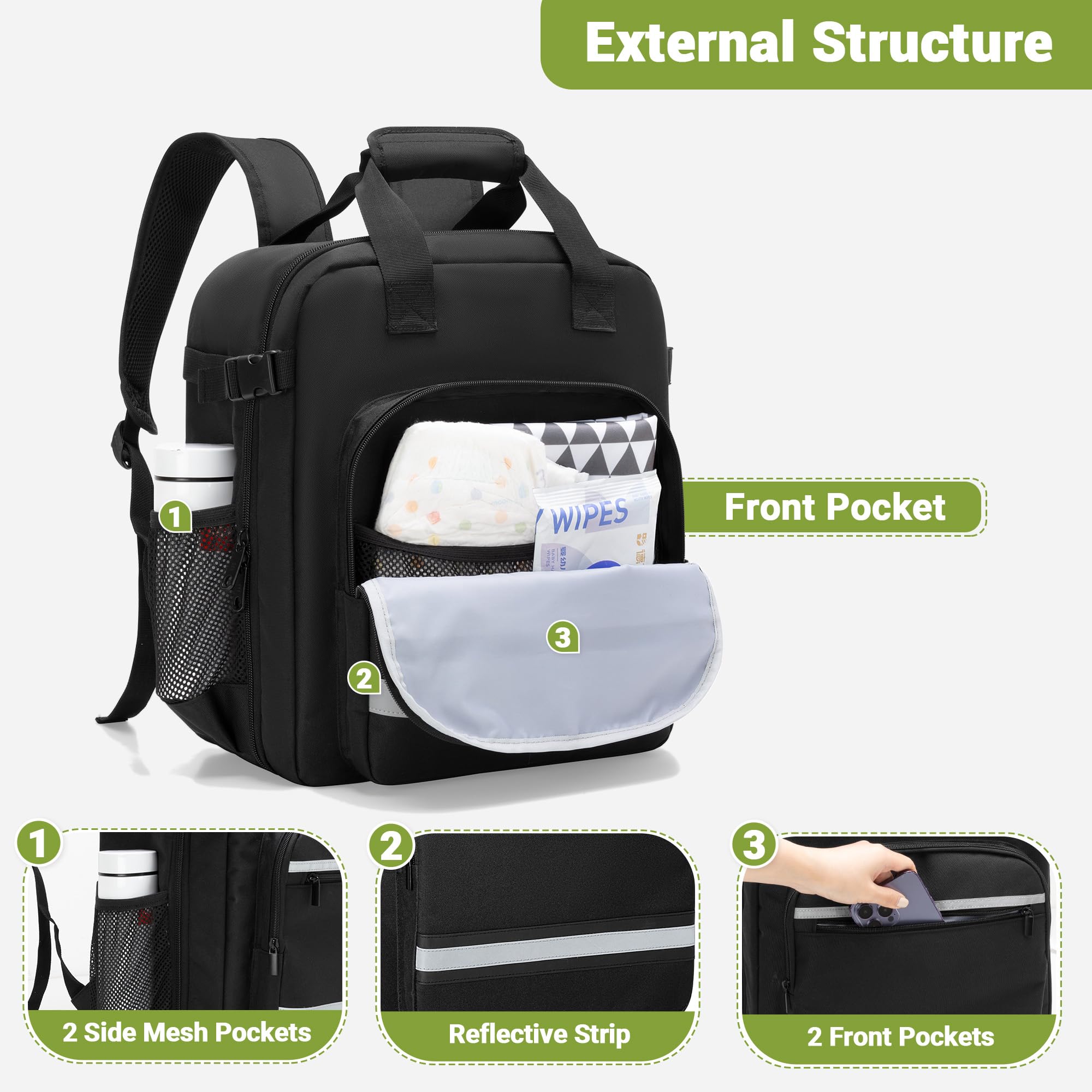 HODRANT stroller bag includes luggage-tag pocket for easy ID during flights