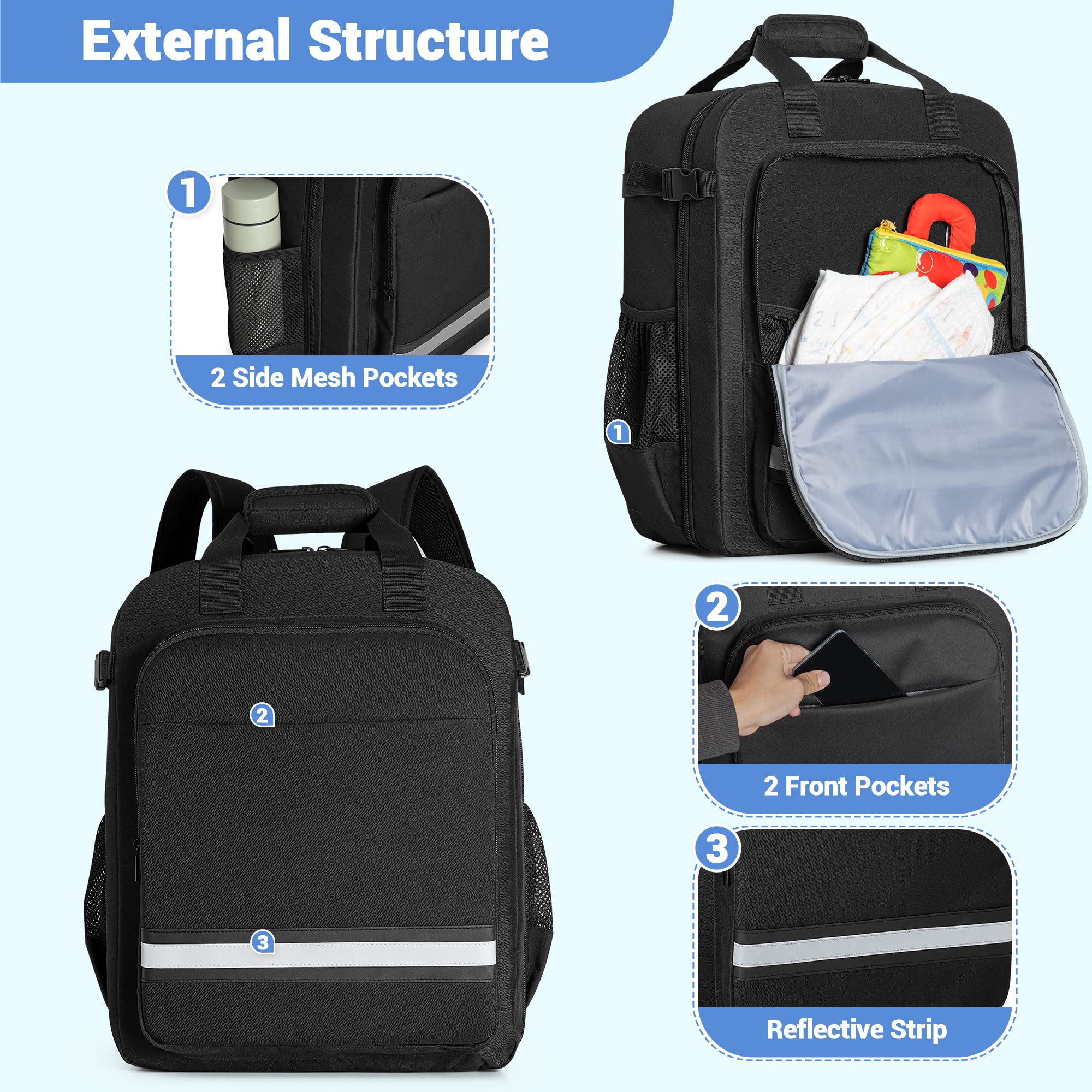 HODRANT Stroller Travel Bag back luggage strap eases airport gate-check maneuvering.
