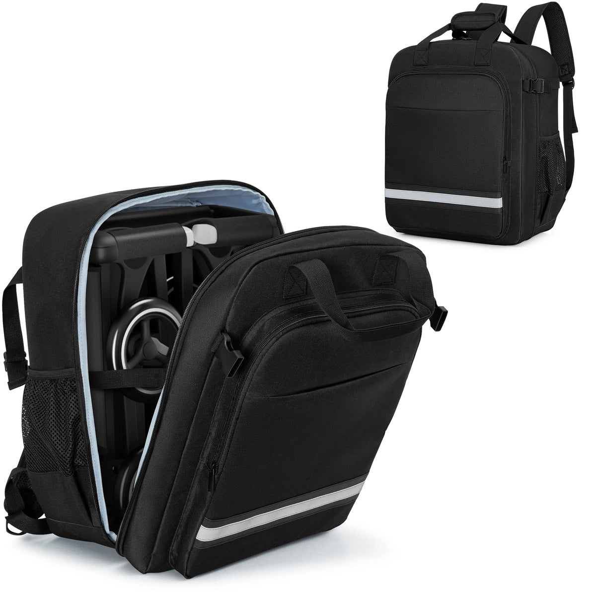 HODRANT Stroller Travel Bag close-up zipper detail for secure travel packing.