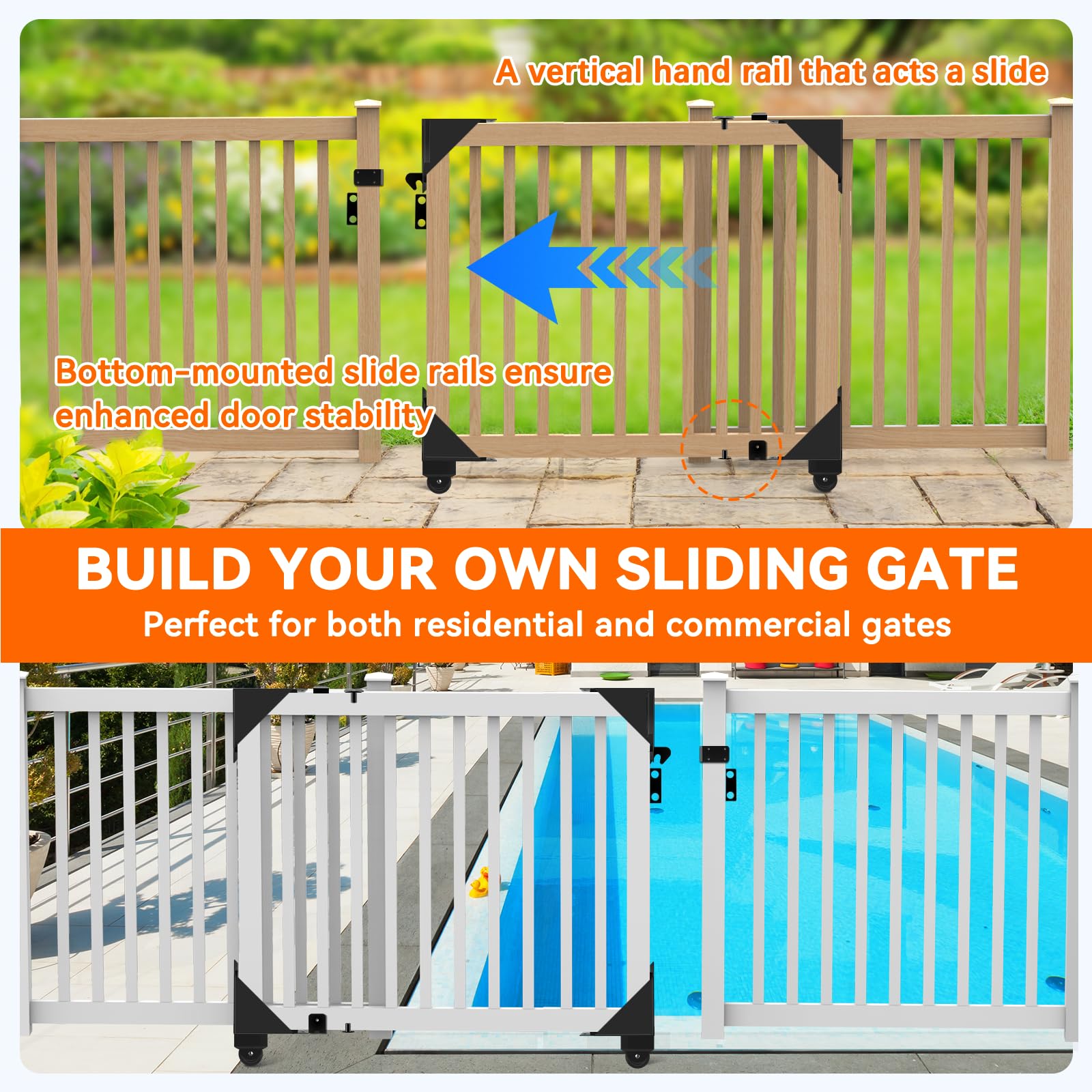 Hoeine sliding gate kit quiet track minimizes noise during operation