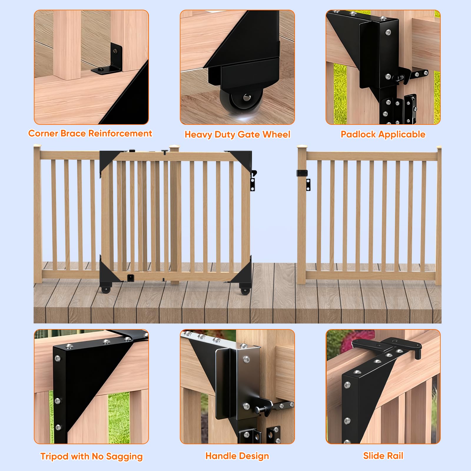 Hoeine sliding gate kit rust-resistant coating protects outdoors