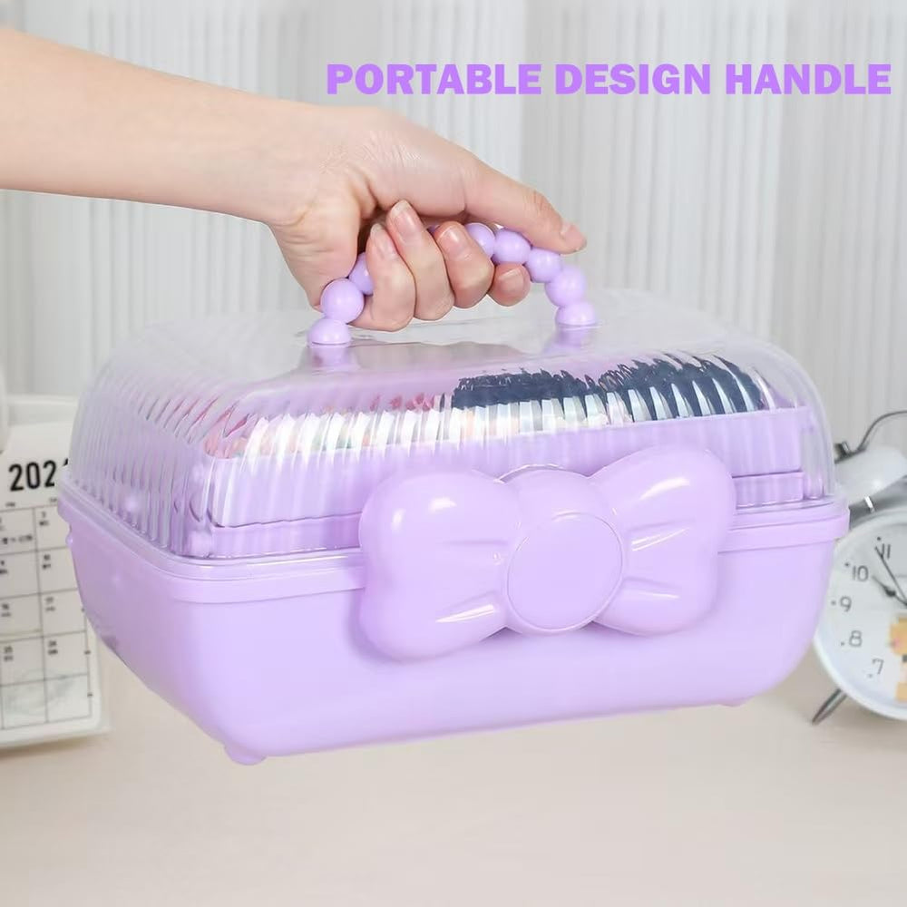 Hoemastot vanity organizer in use on a dresser for tidy styling