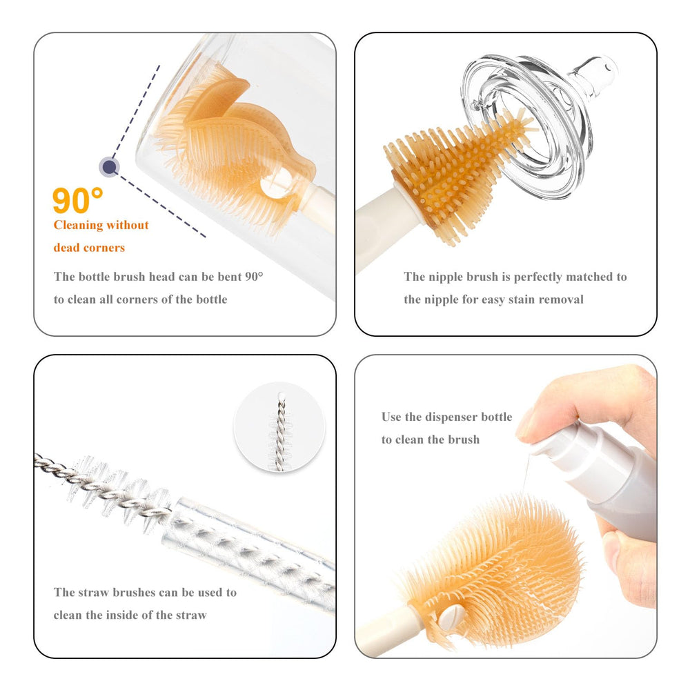 Hoerev pacifier brush close-up for safe cleaning of pacifiers and small parts.