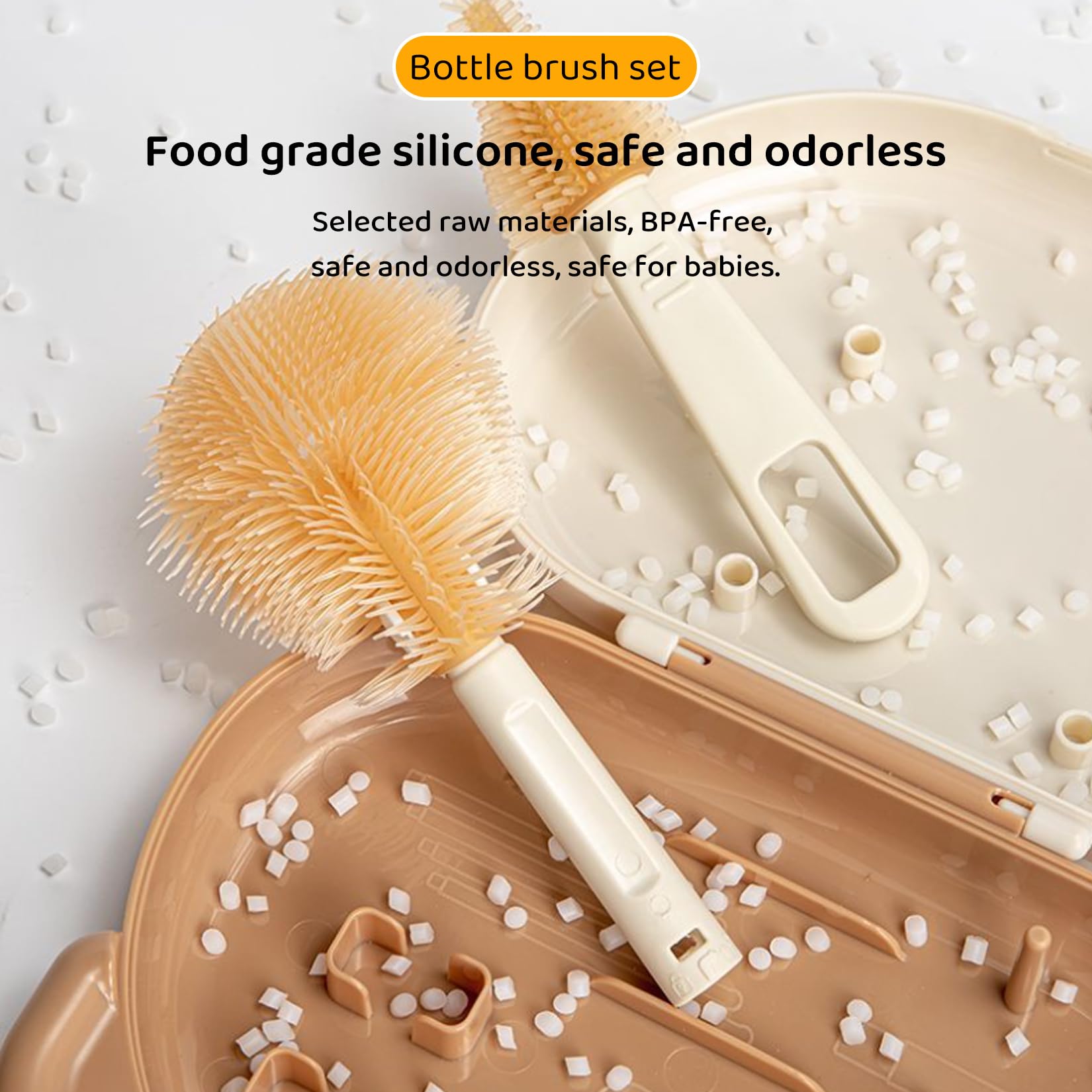 Hoerev tea infuser and kettle brush for easy kitchen bottle care.