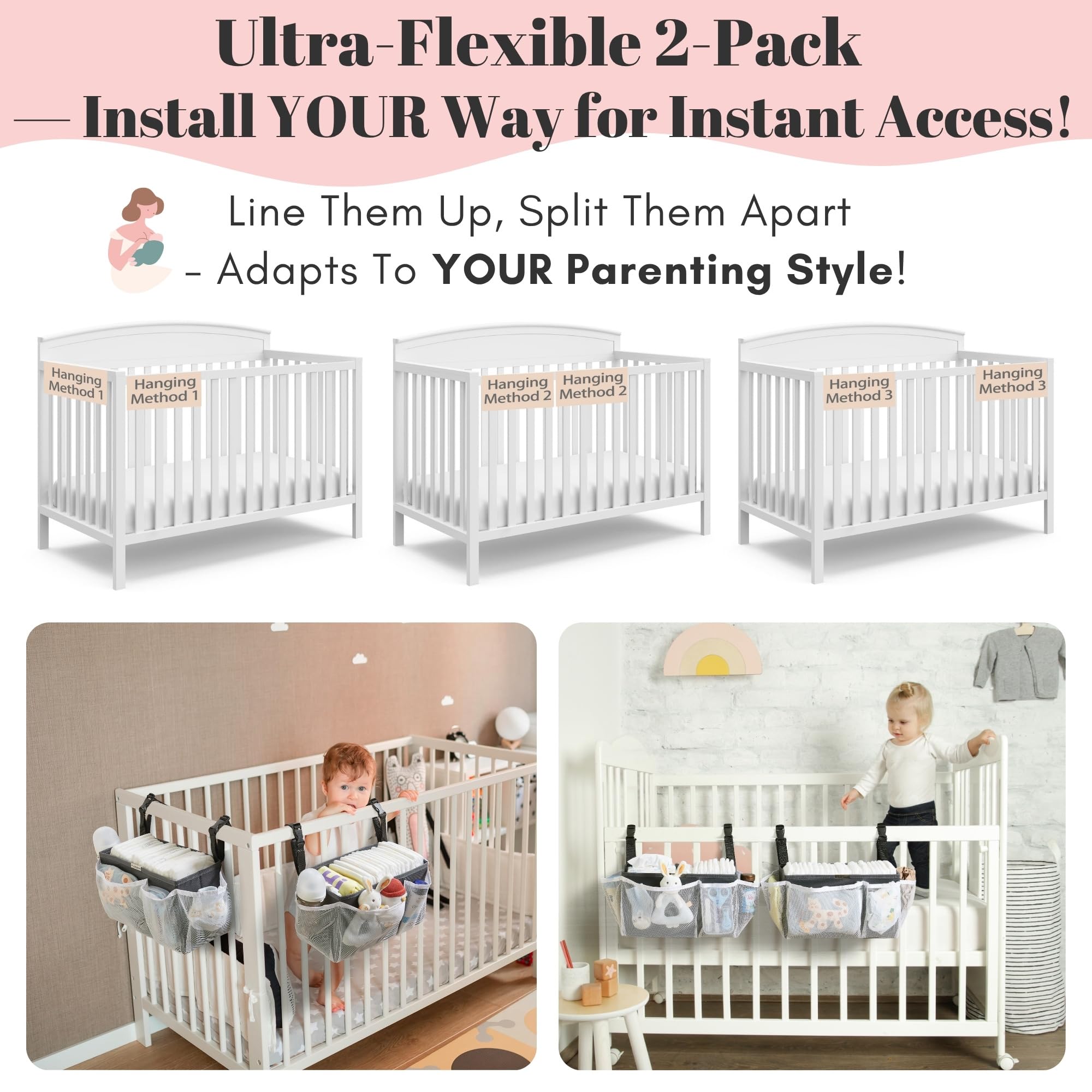 HOGARCOSAS large capacity holds diapers, bottles, and wipes for busy mornings.