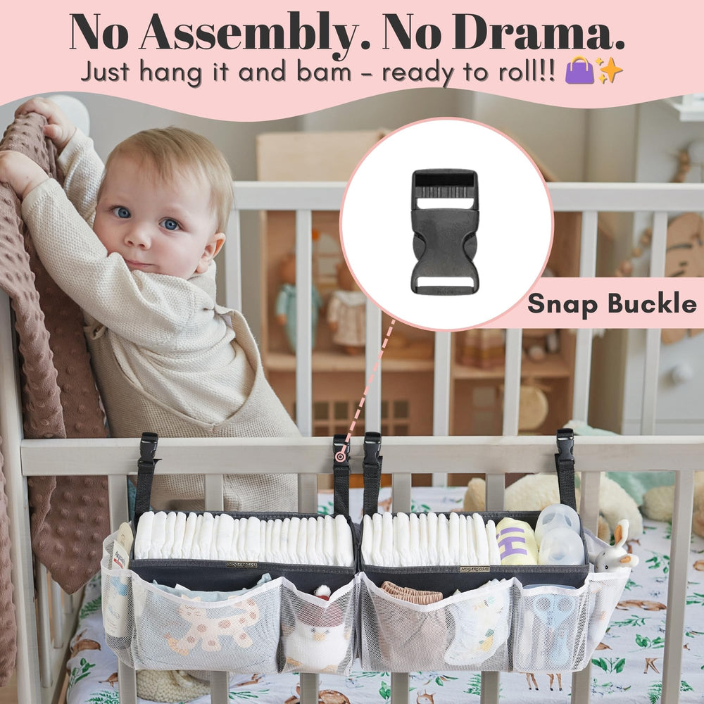 HOGARCASAS washable Oxford fabric ensures durable, easy-care diaper organizer.