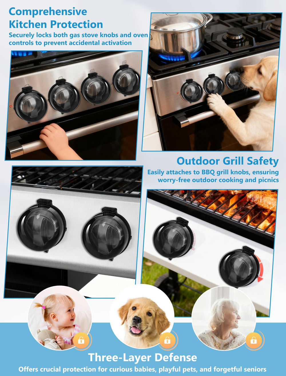 HOIGRBOM universal-fit design works with most gas stove knobs.