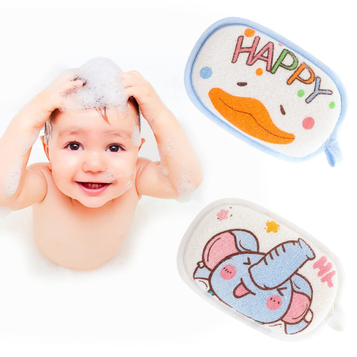 Hokoad baby bath sponge elephant for gentle cleansing with sensitive skin