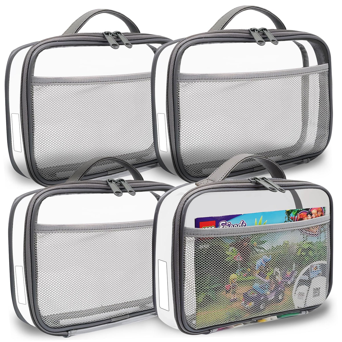 Holay four-pack PVC zippered blocks case gray small - compact toy storage.