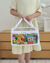 Holay storage bin in a closet demonstrates sturdy structure and shape retention.