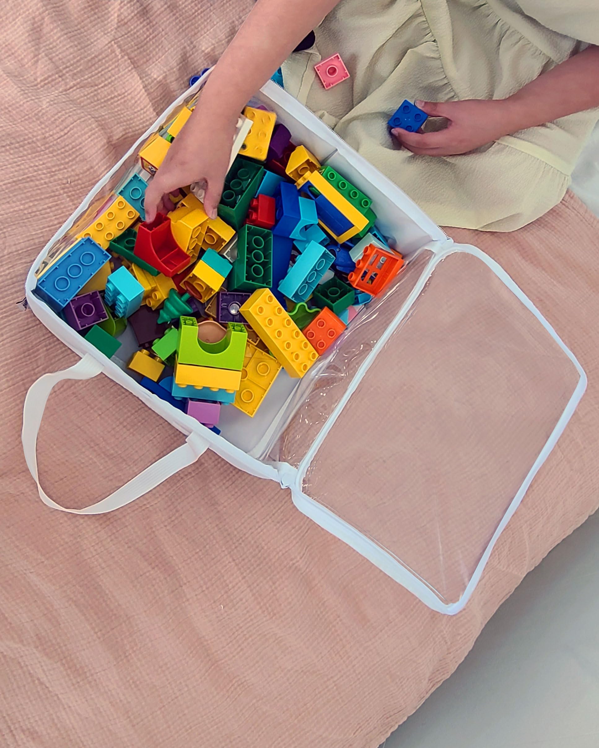 Holay storage bin see-through panels help locate items quickly in a kid-friendly space.