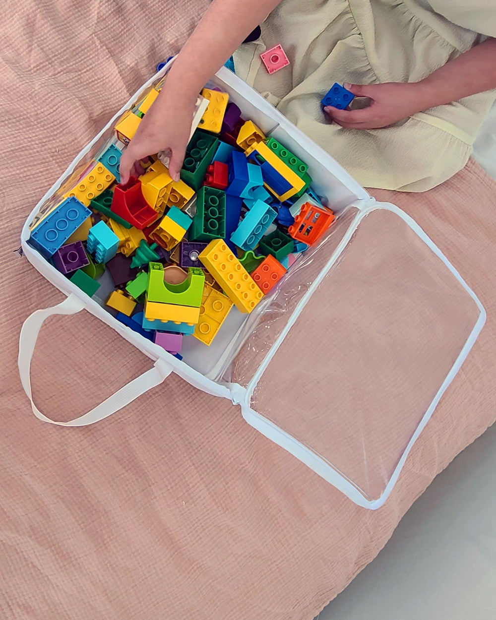 Holay storage bin see-through panels help locate items quickly in a kid-friendly space.