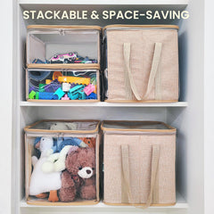 Holay storage bins with reinforced handles for easy heavy item transport.