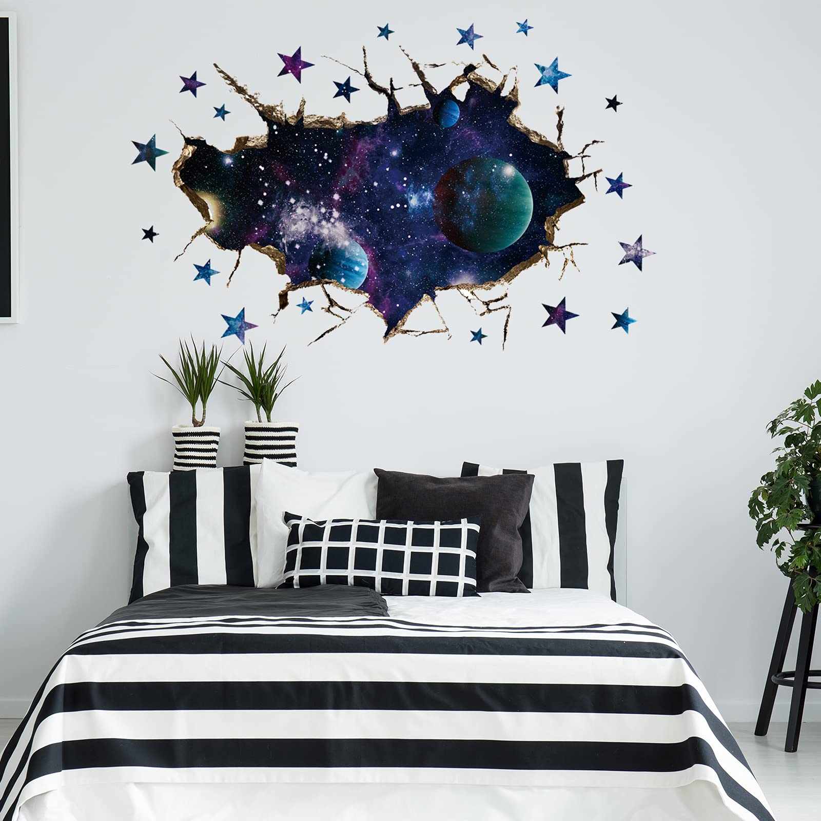 HOLENGS Blue cosmos wall art provides a dreamy backdrop for study areas.