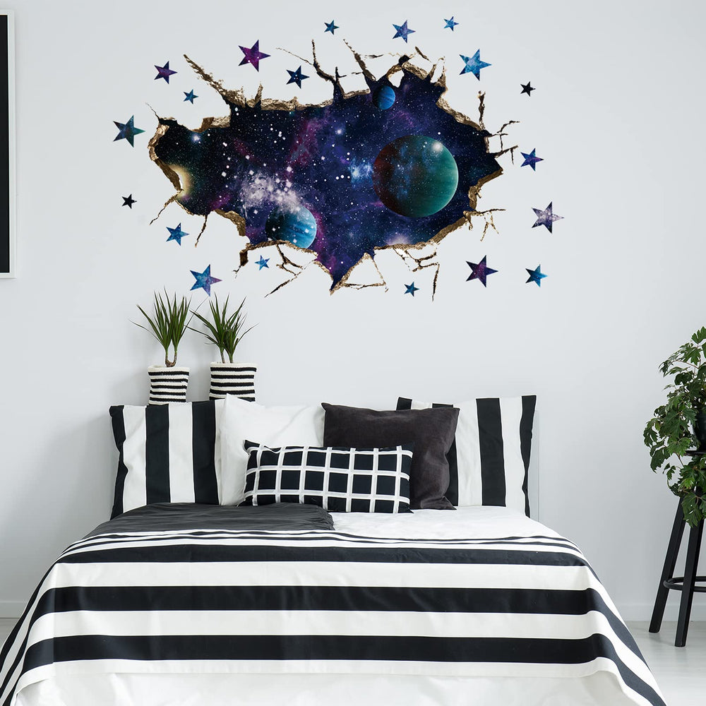 HOLENGS Blue cosmos wall art provides a dreamy backdrop for study areas.