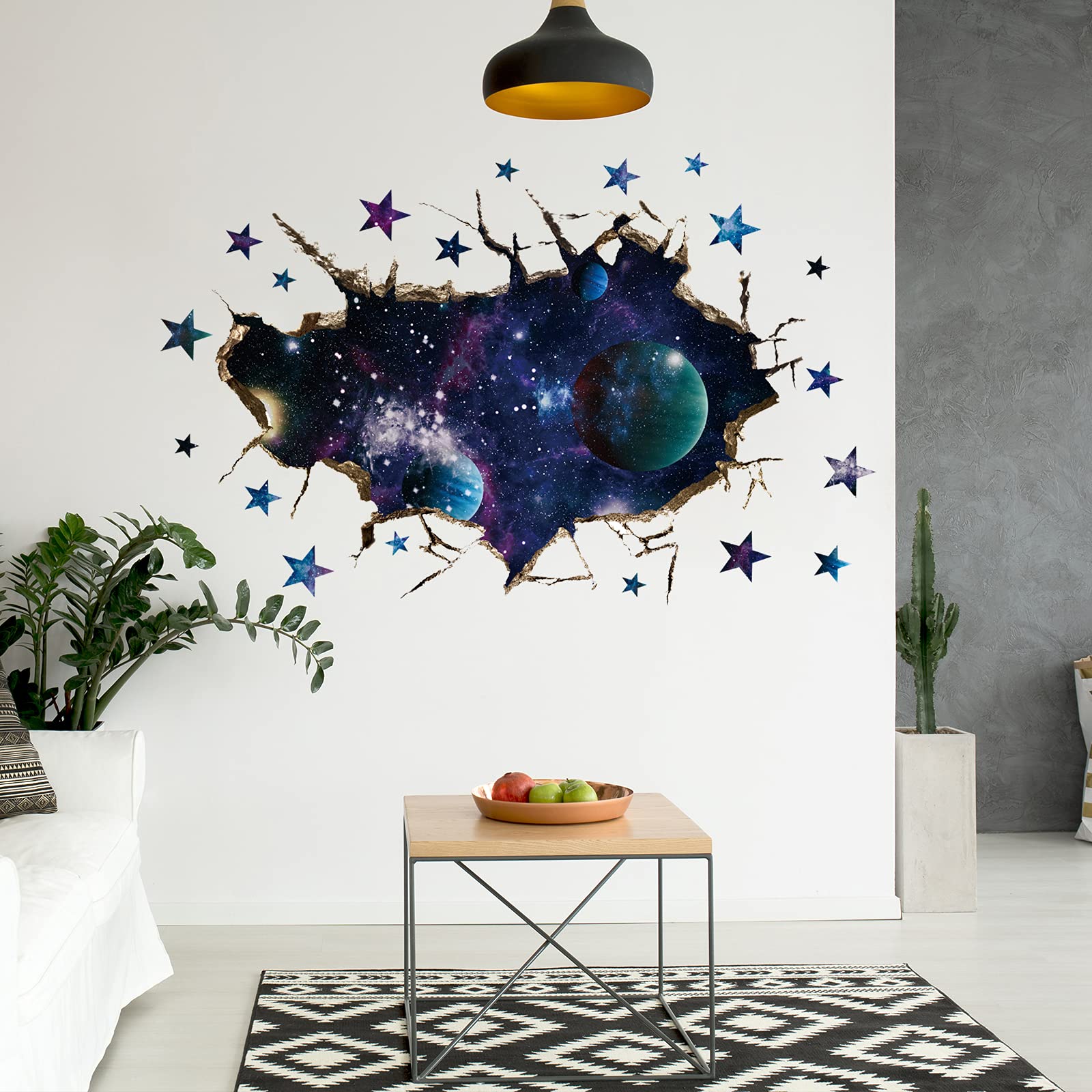 HOLENGS Cosmic planets wall decals offer flexible placement and damage-covering options.