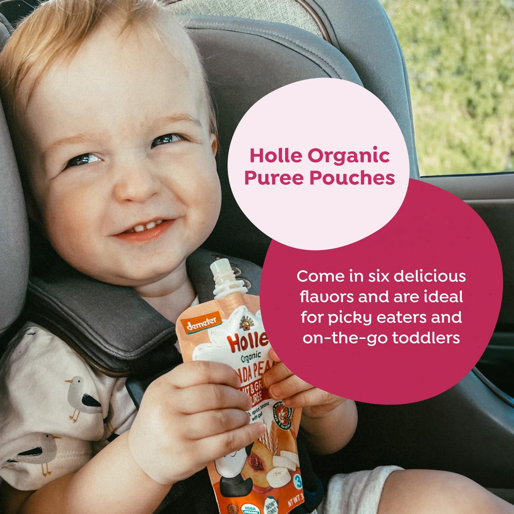 Holle Apple Banana Beetroot puree ingredients in a pouch