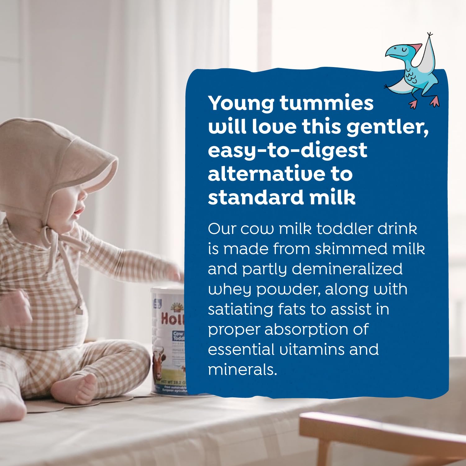 Holle Organic Toddler Milk Drink shelf-stable for 18 months handy for routines