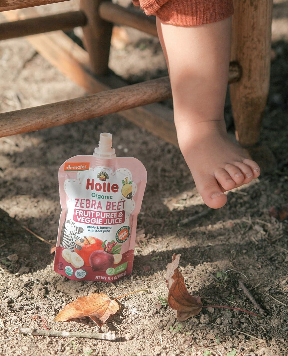 Holle six-pack packaging display shows value and convenience for families stocking snacks