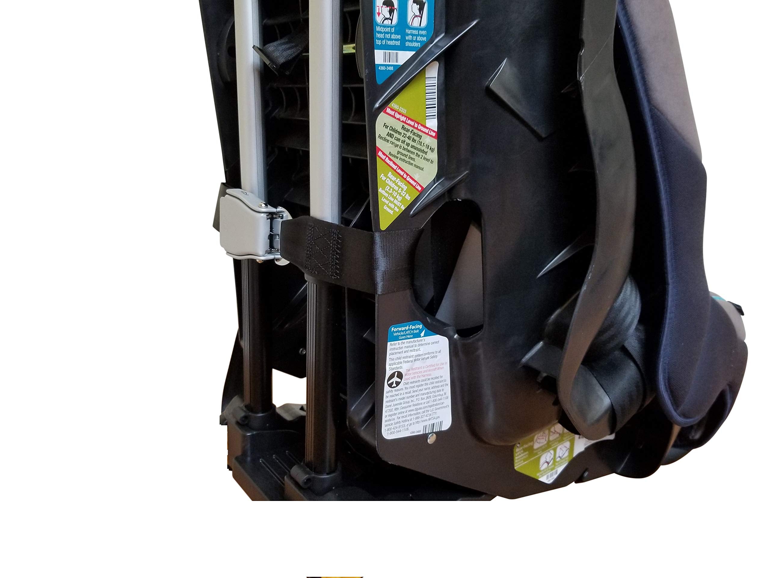 Holm airport car seat roller with child secured inside the car seat
