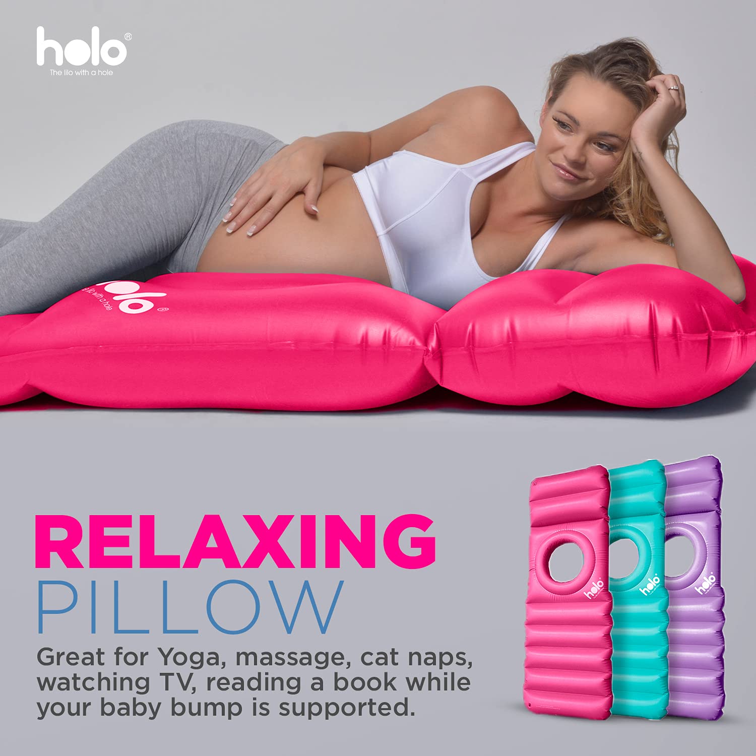 HOLO pillow side view highlighting hip and back support