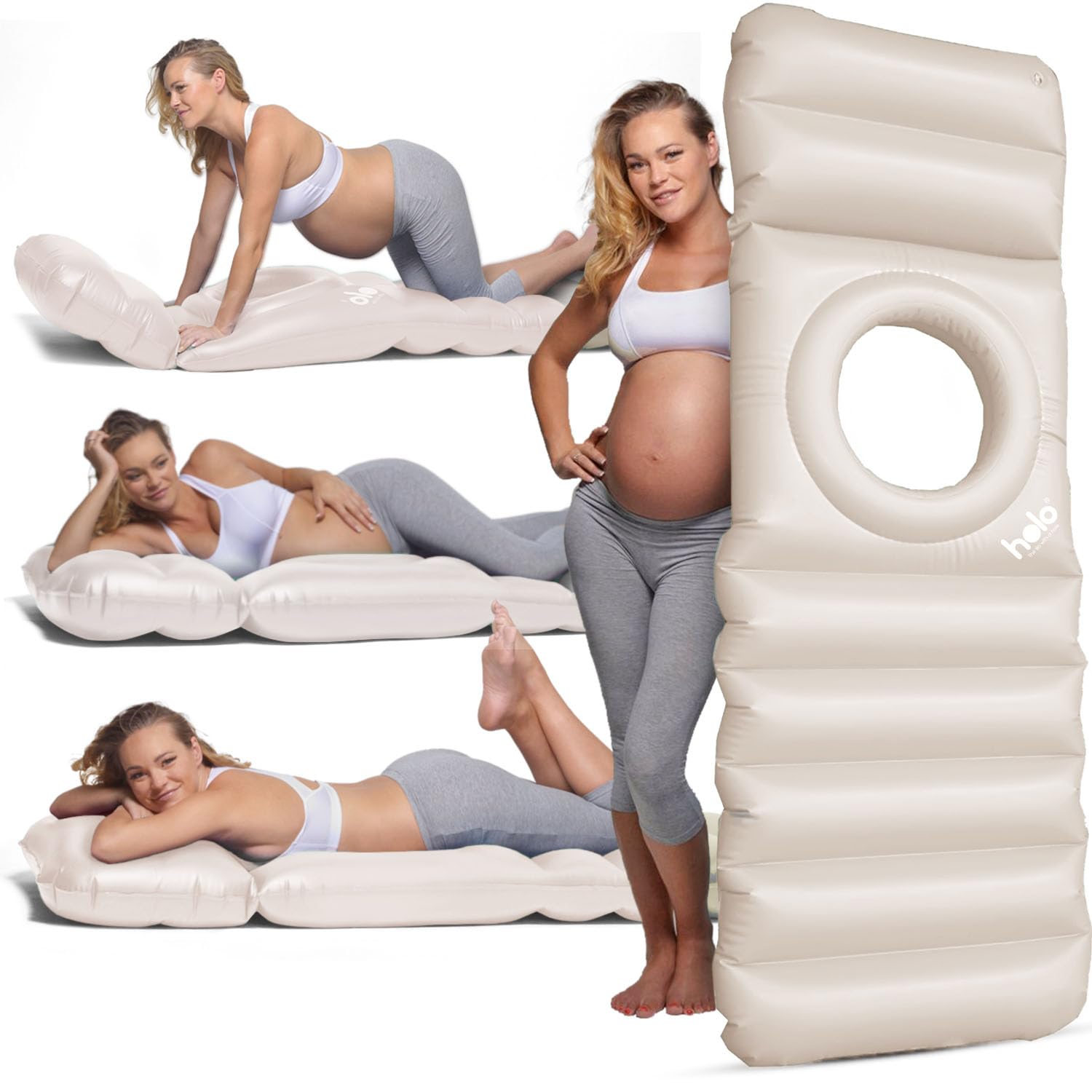 HOLO pregnancy pillow hole front view showing tummy support for comfortable lounging