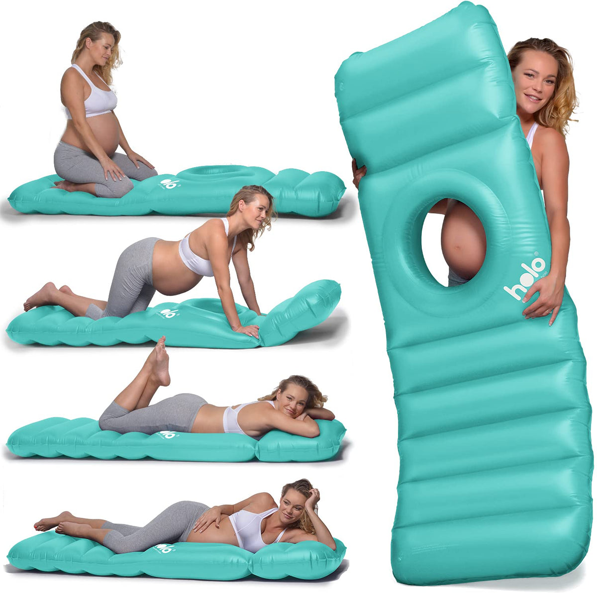 HOLO pregnancy pillow hole-side-view shows side support for tummy and back comfort.
