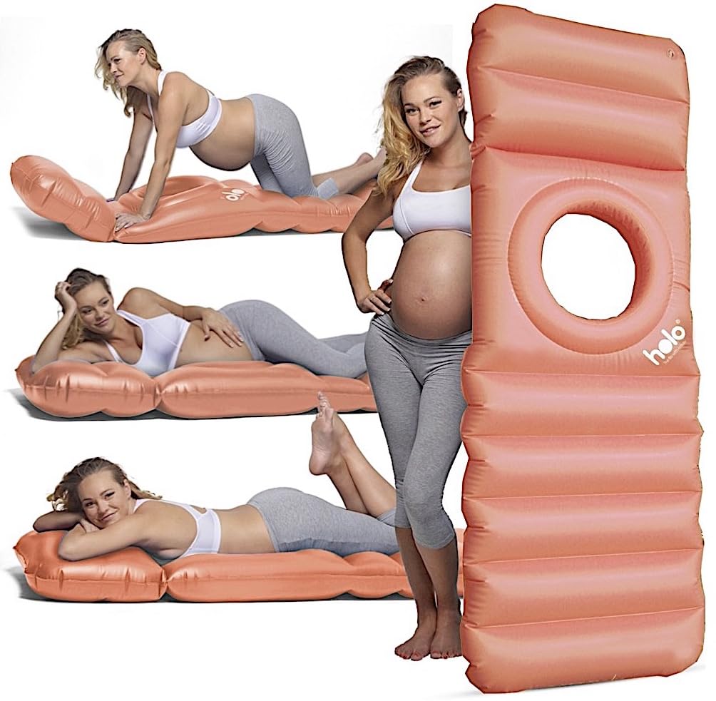 HOLO pregnancy pillow hole sleeping shows belly-friendly front sleeping with back support.