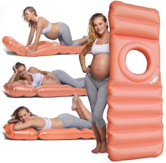 HOLO pregnancy pillow hole sleeping shows belly-friendly front sleeping with back support.