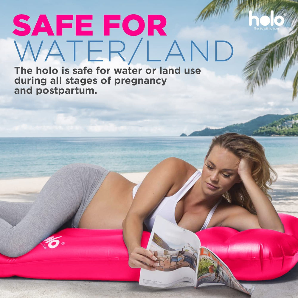 HOLO pregnancy pillow in bed illustrating sleep-position support for hips and back