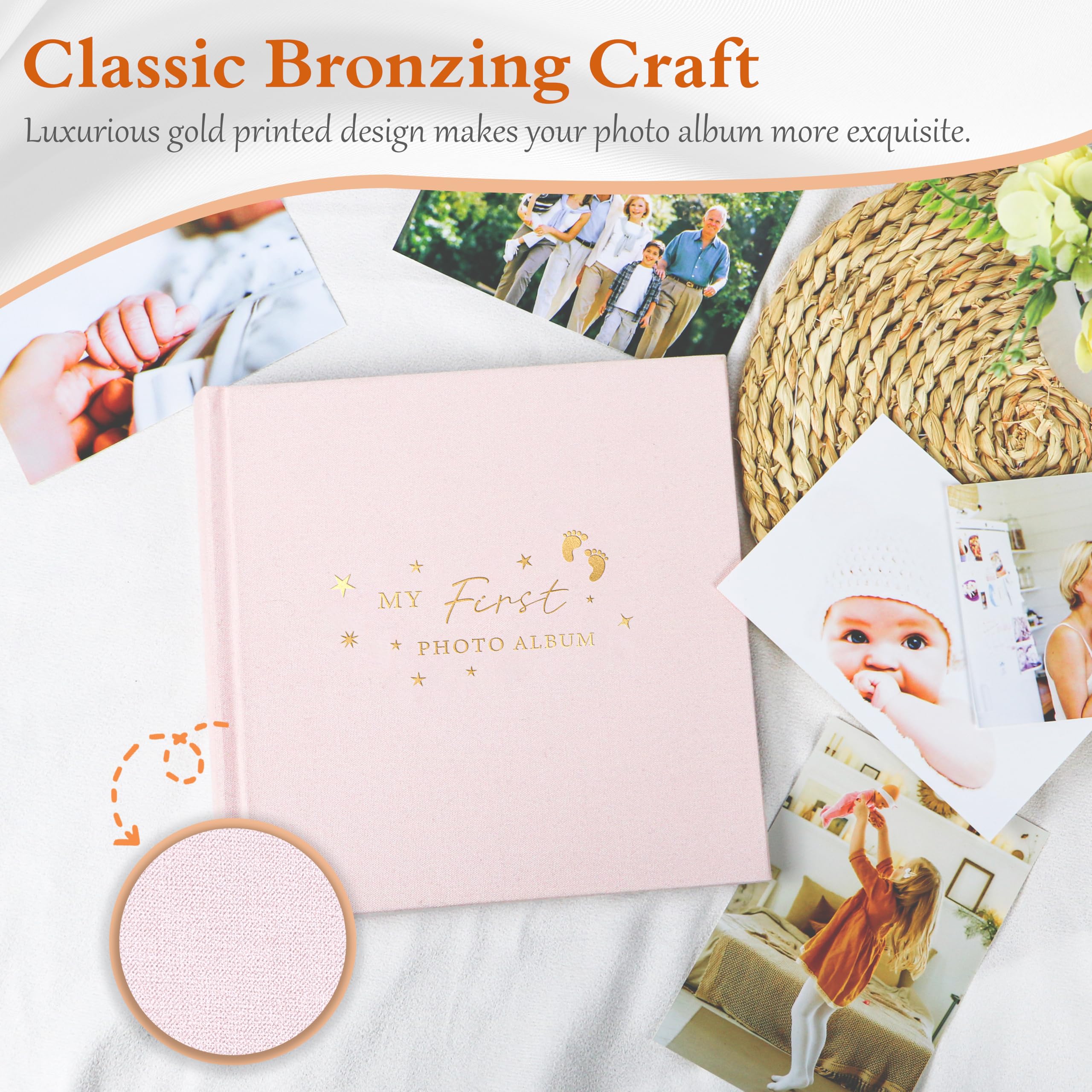 Holoary Baby Photo Album acid-free pages protect photos while staying archival for years.