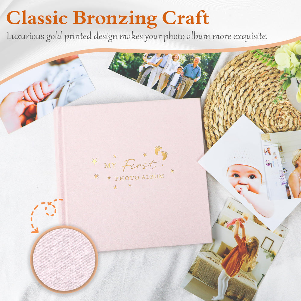 Holoary Baby Photo Album acid-free pages protect photos while staying archival for years.