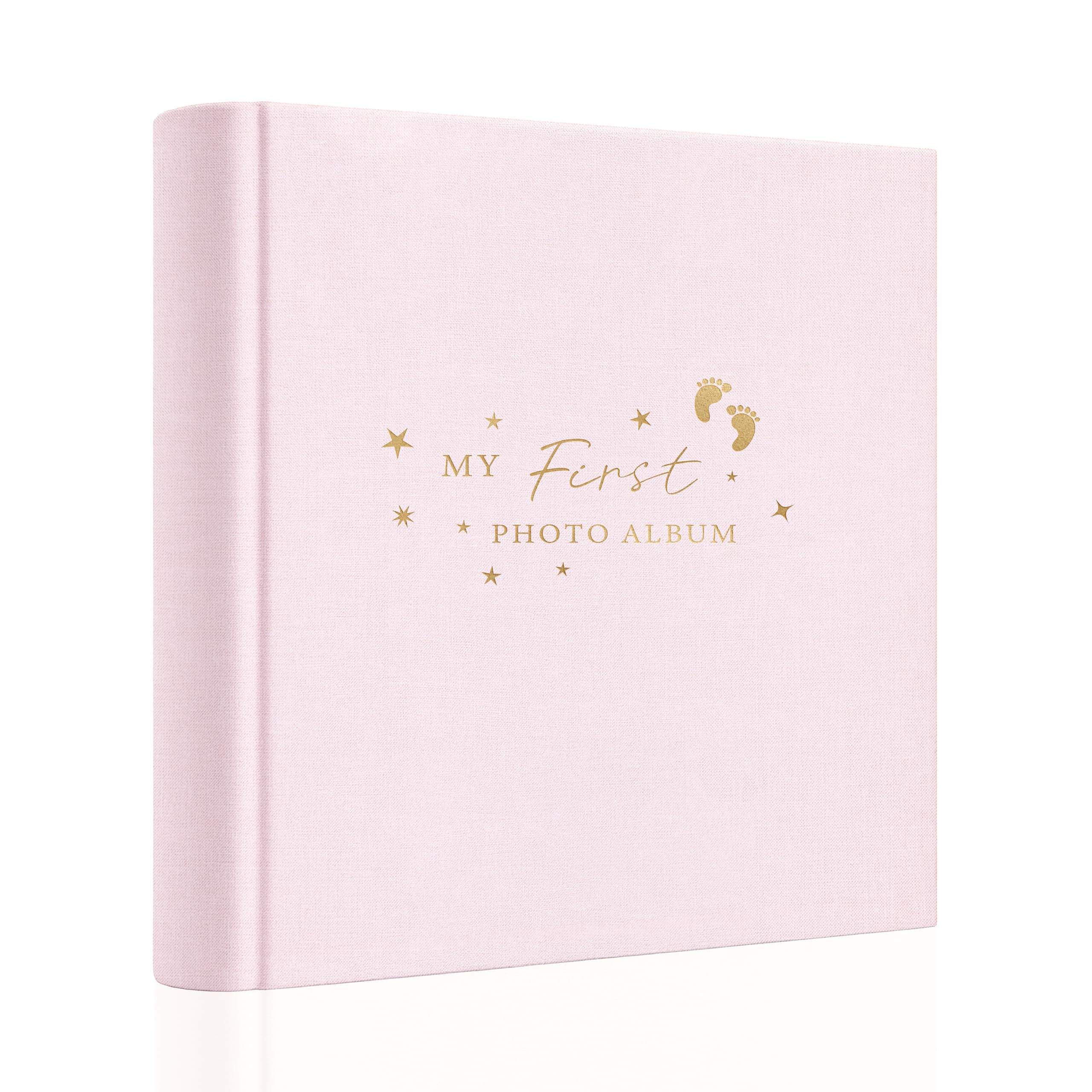 Holoary Baby Photo Album cover linen with pink hot stamping preserves memories in style.