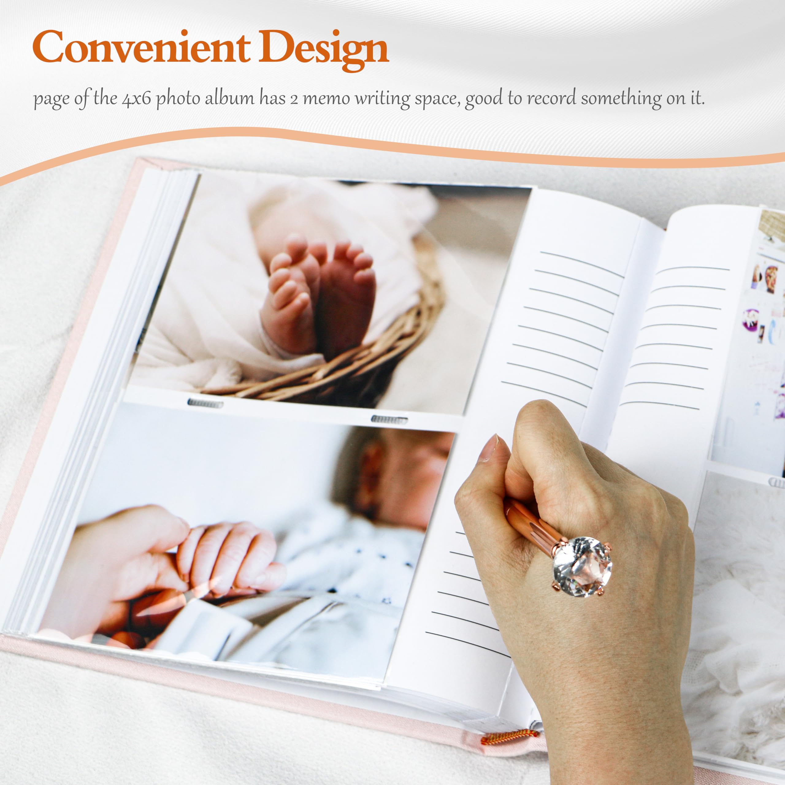Holoary Baby Photo Album linen hardcover with hot stamping adds texture and a premium feel.