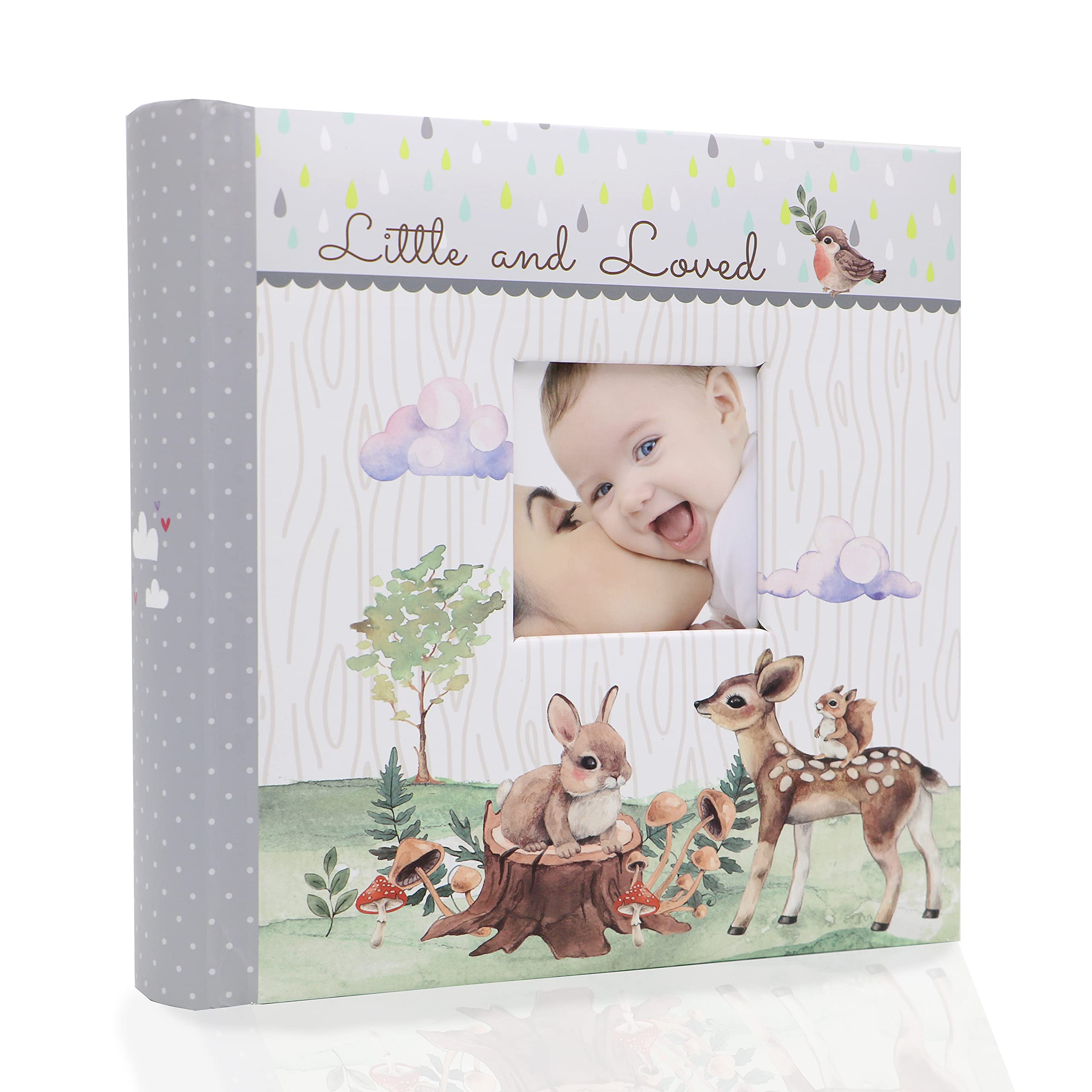 Holoary baby photo album front cover with woodland design helps create keepsake memories