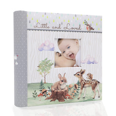 Holoary baby photo album front cover with woodland design helps create keepsake memories