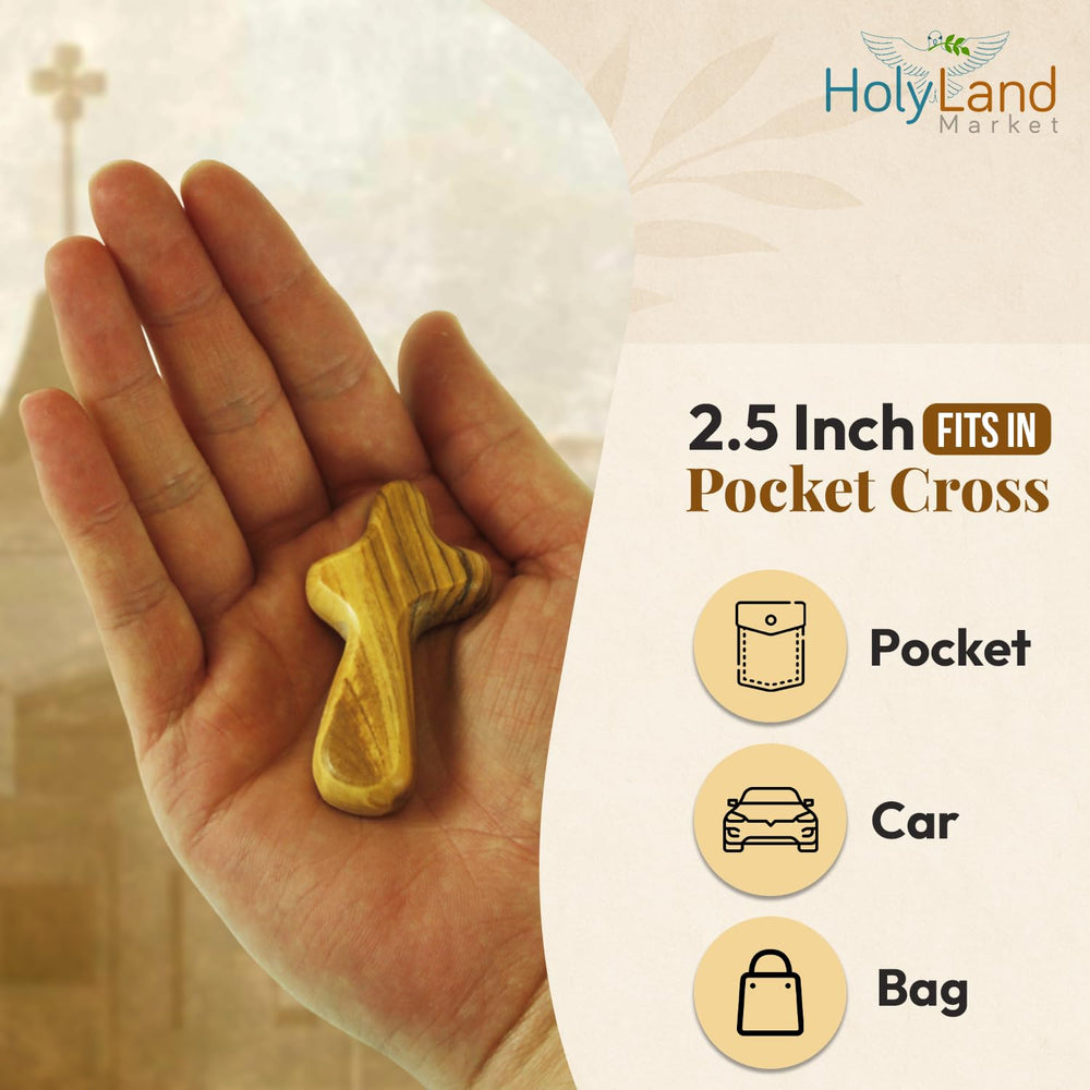 Holy Land Market olive wood cross wall decor with warm natural tones.