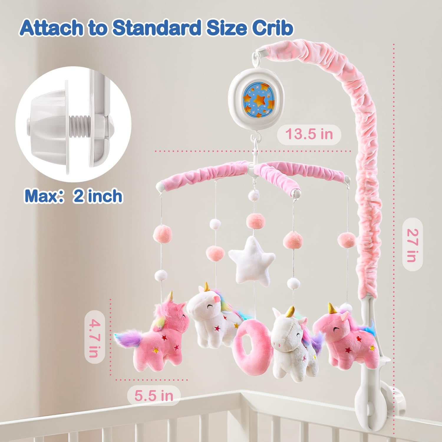HOLYFUN unicorn crib mobile in soft colors makes a thoughtful Christening gift idea.