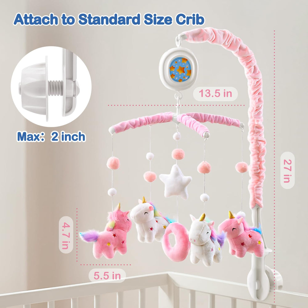 HOLYFUN unicorn crib mobile in soft colors makes a thoughtful Christening gift idea.