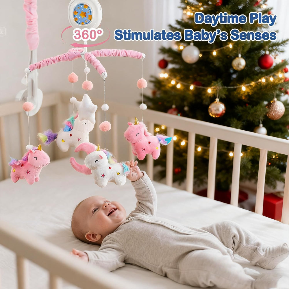 HOLYFUN night light projector casts soft star lights for a cozy nursery.