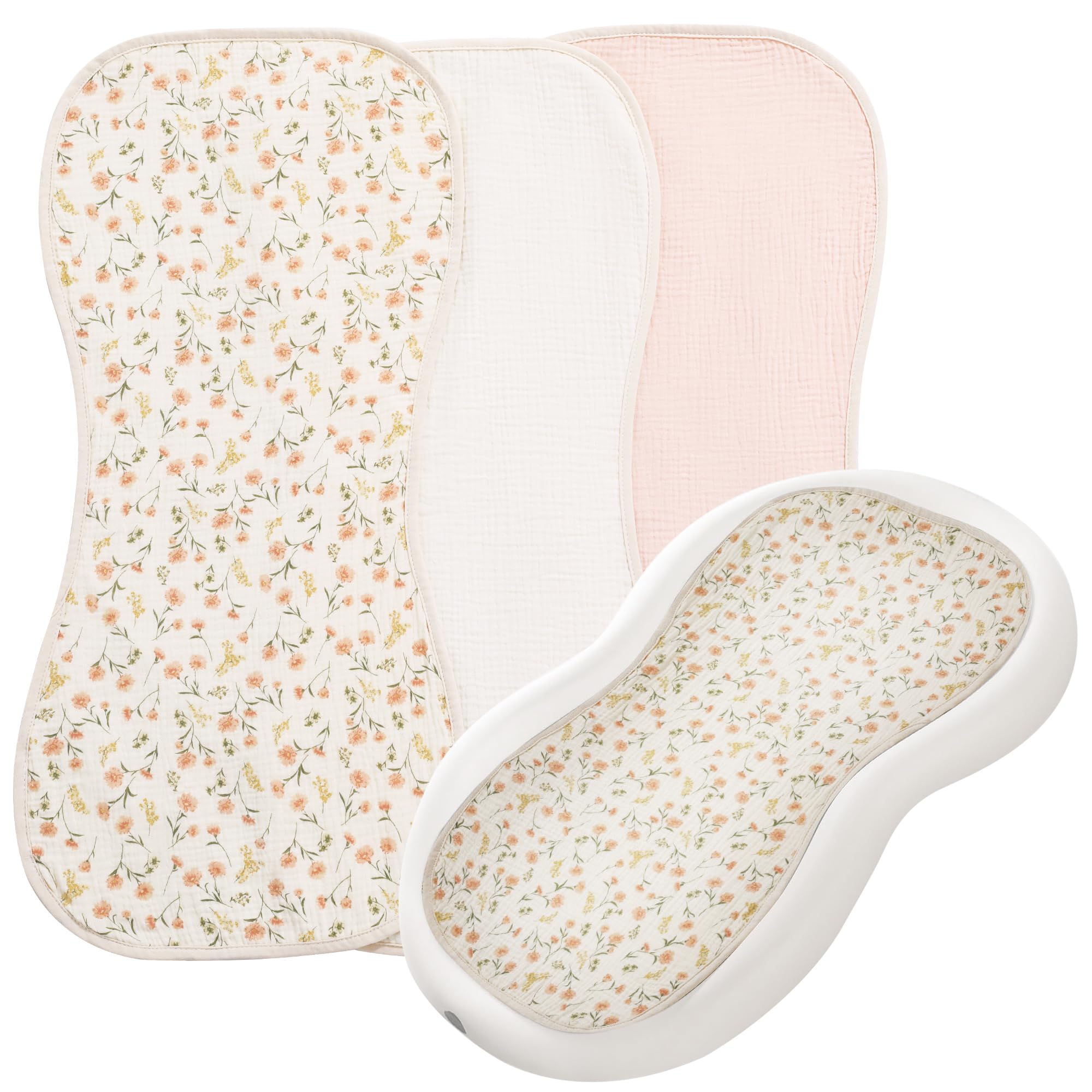 HOMBYS changing pad liner cream white closeup showing soft cotton muslin texture for gentle diaper changes.