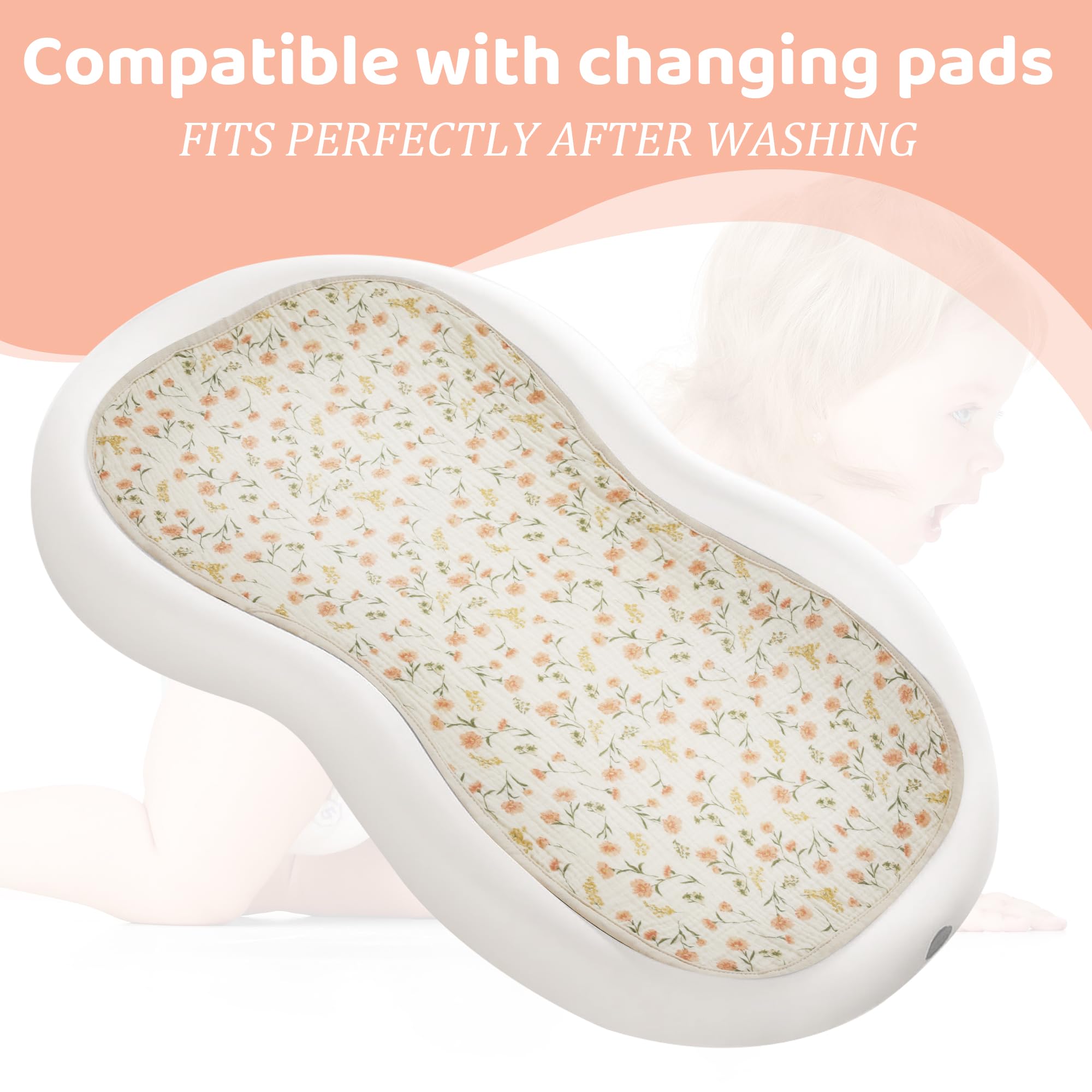 HOMBYS changing pad liner fit-and-dimensions diagram guides correct sizing on standard changing pads.