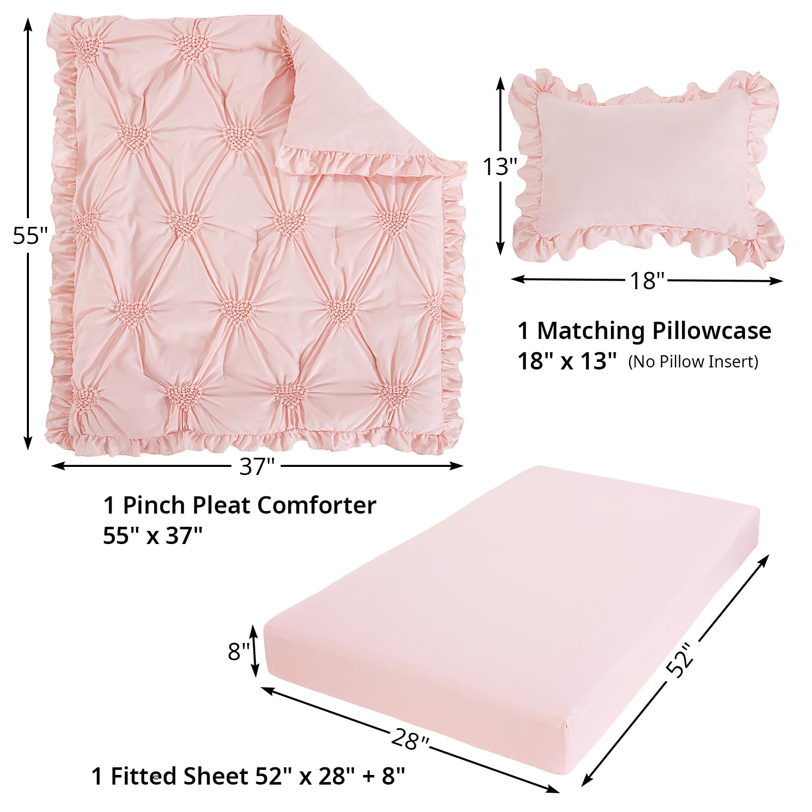 HOMBYS crib pillowcase pink adds elegant finish and easy care