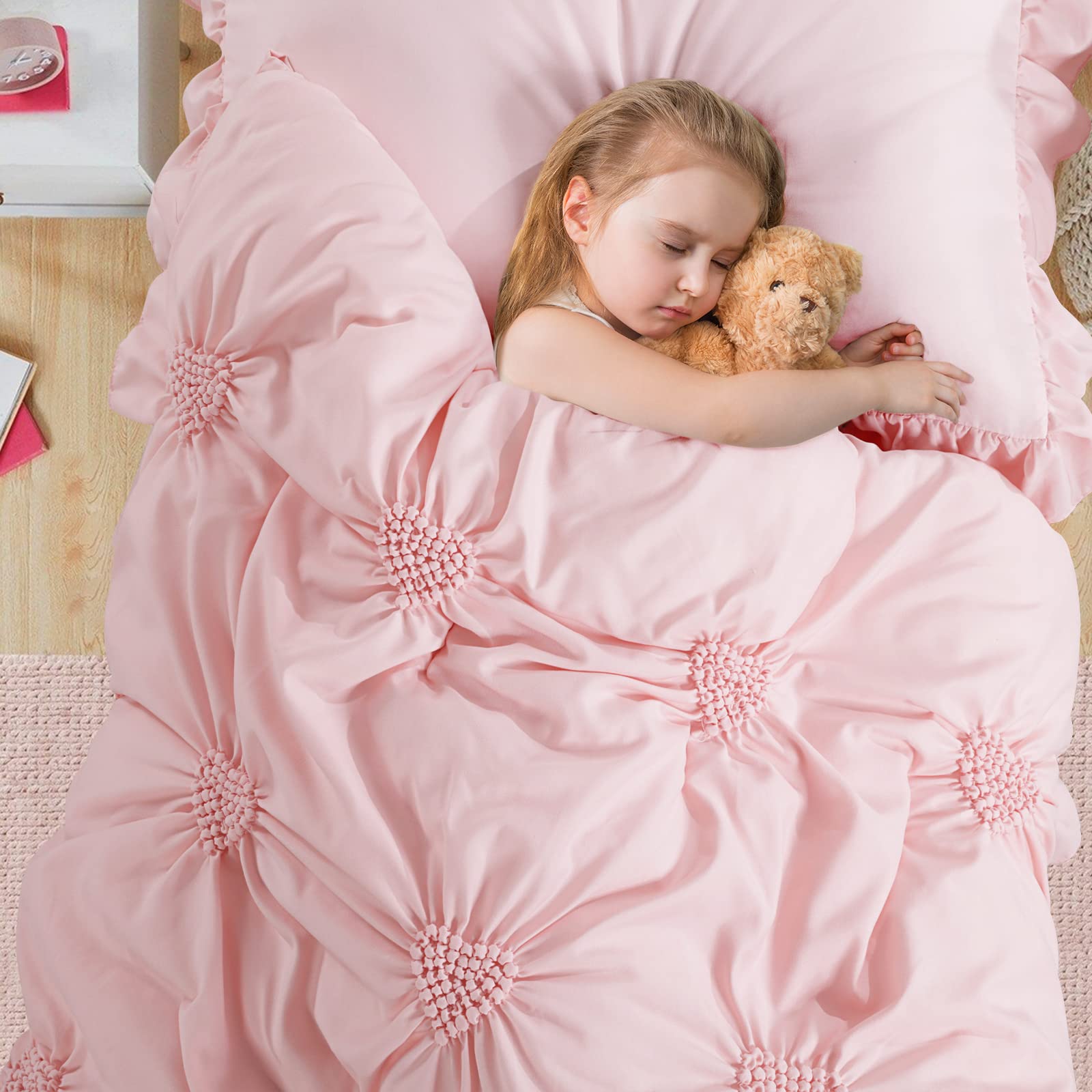HOMBYS flat sheet 45x60 in blush color on bed