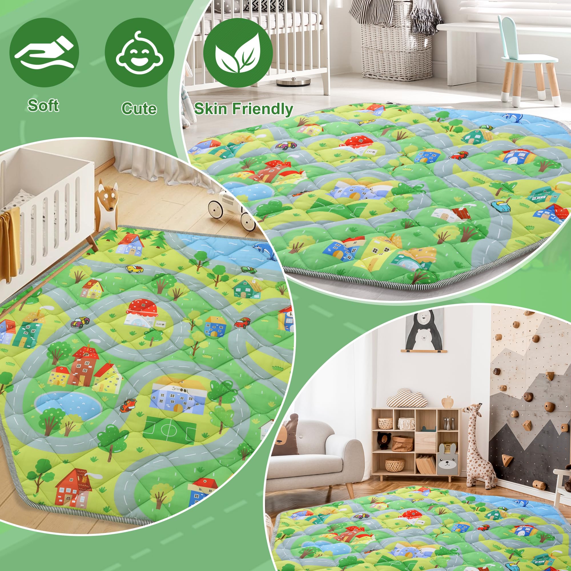 HOMBYS hexagon playpen mat recovers from compression after unpacking for full use.