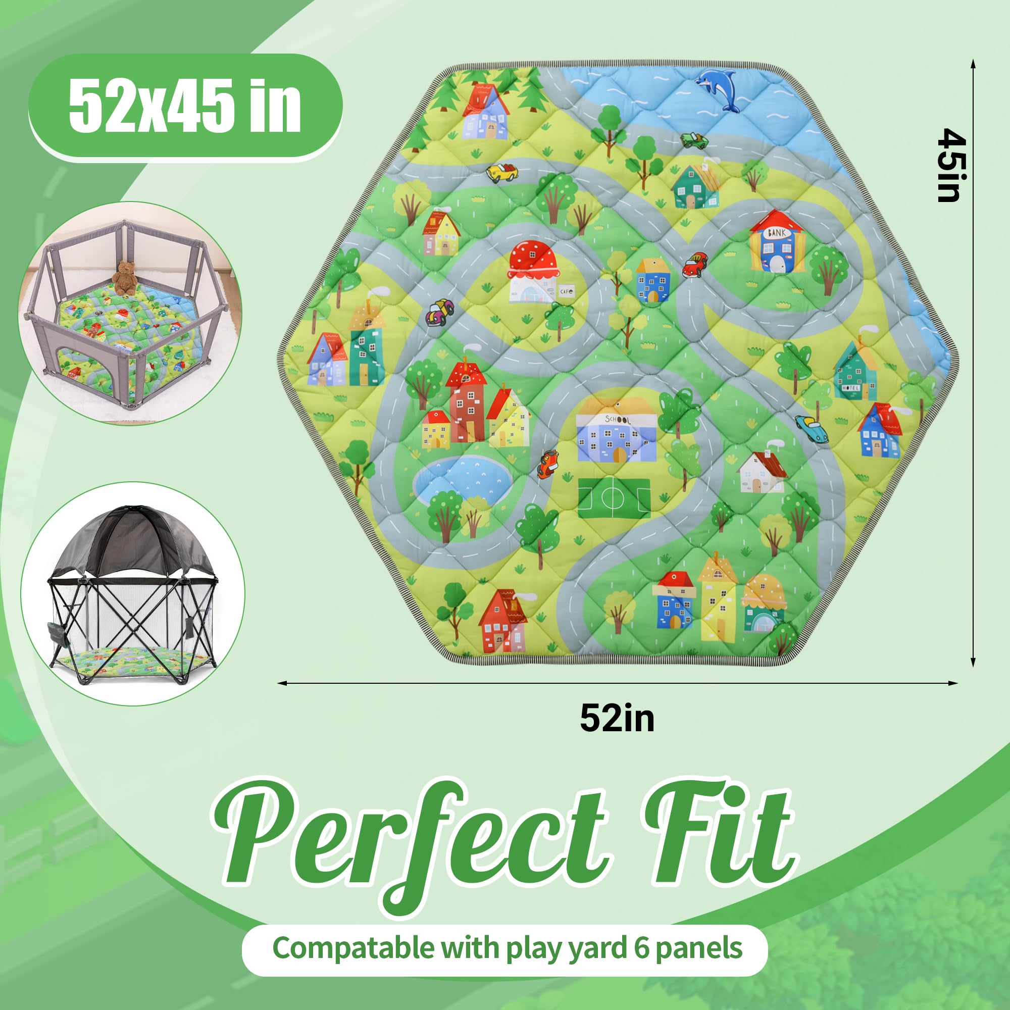 HOMBYS hexagon playpen mat thick microfiber surface cushions crawlers for comfort.