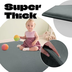HOMBYS memory foam baby play mat coral velvet surface provides gentle, skin-friendly play area.