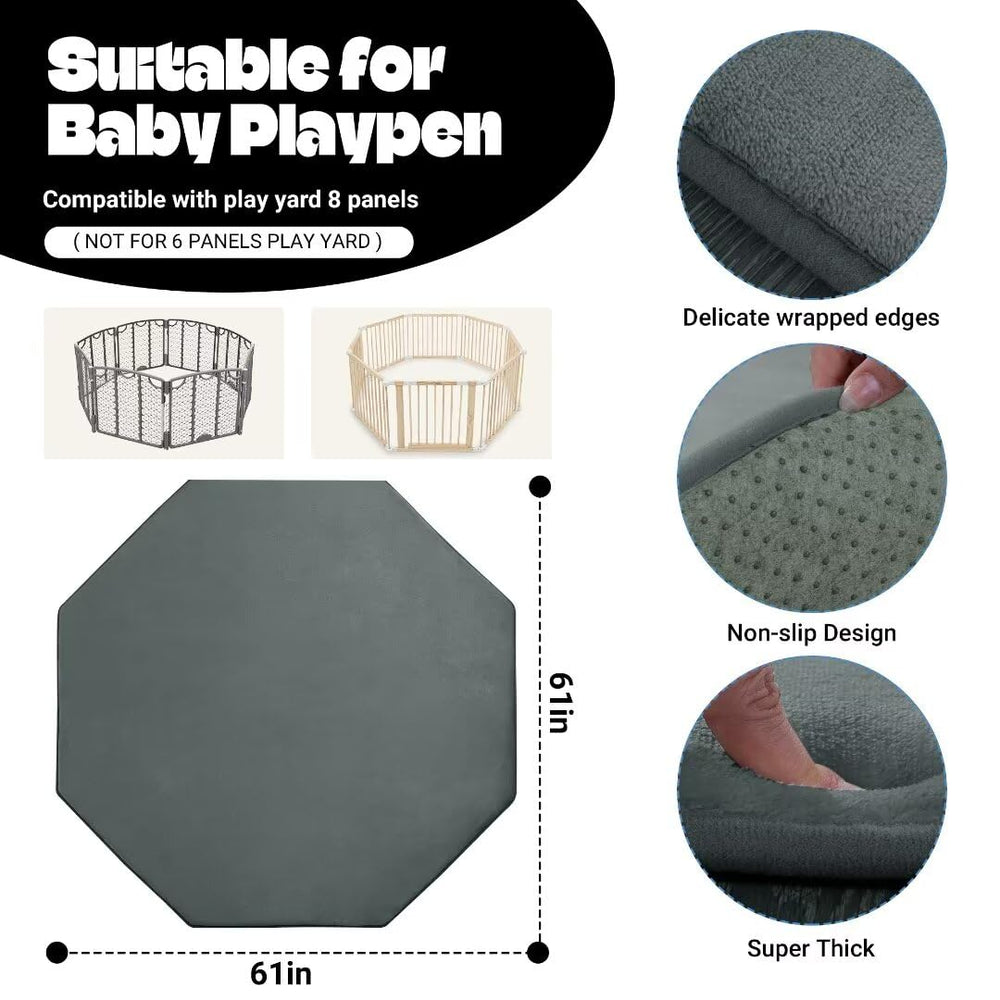 HOMBYS memory foam baby play mat 61x61 octagonal layout with durable non-slip backing for safer play.