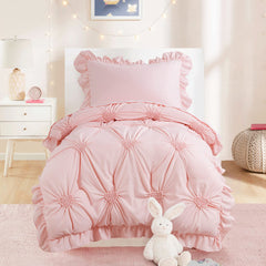 HOMBYS pink princess comforter on toddler bed showing all-season warmth
